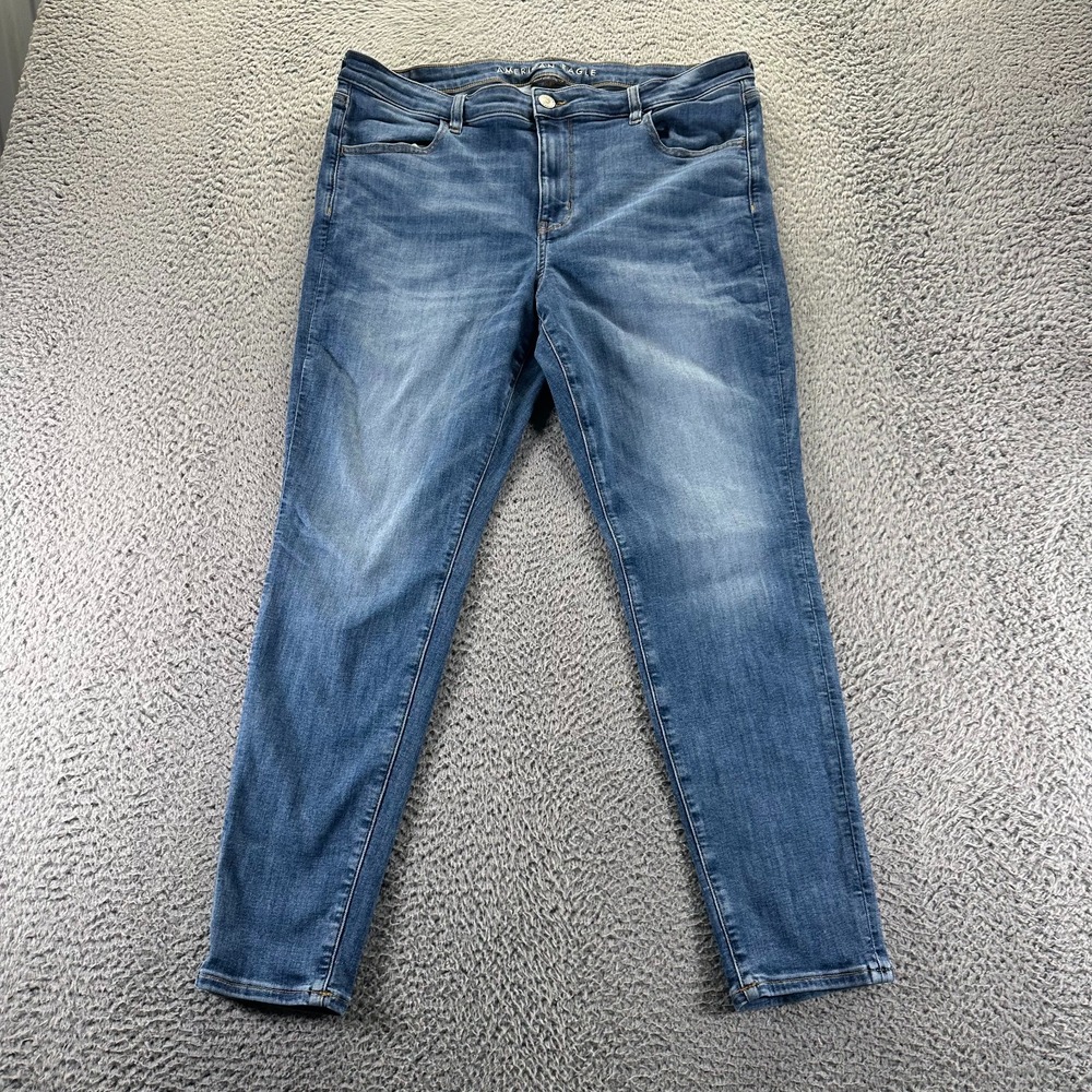 American Eagle Outfitters Jeans Women 18 Blue Cotton Denim Jegging Faded Stretch
